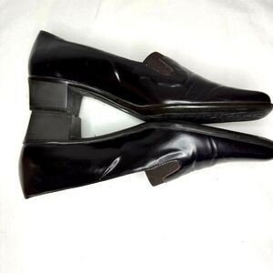 VTG Sesto Meucci Women's Block Heel brown Leather Pumps Shoes Size 9 Wide